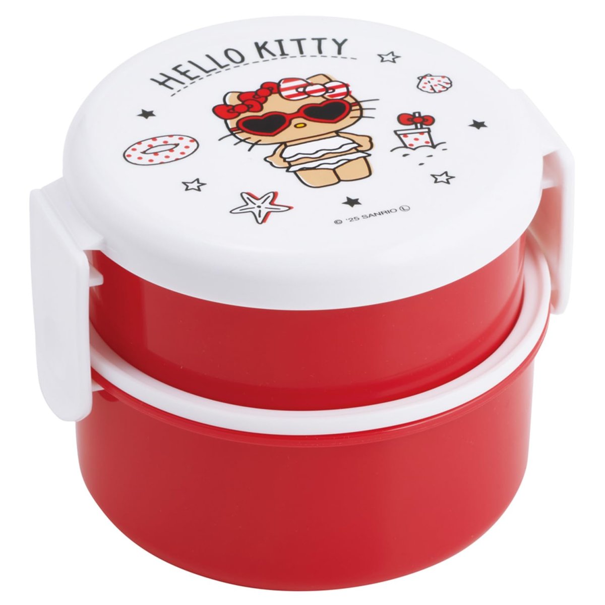 画像1: スケーター（Ｓｋａｔｅｒ） 弁当箱 丸型 ランチボックス ５００ｍｌ ２段 フォーク付 日本製 サンリオ ハローキティ Ｓｕｍｍｅｒ Ｄａｙｓ 女の子 ＯＮＷＲ１?Ａ (1)
