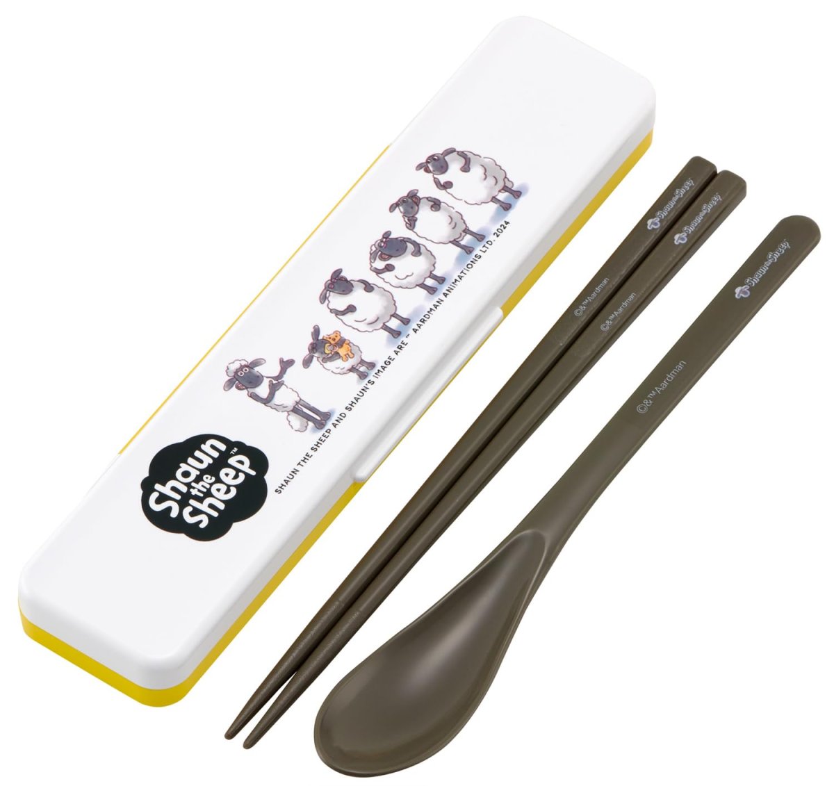 画像1: スケーター（Ｓｋａｔｅｒ） 箸 スプーンセット 弁当 大人用 抗菌 コンビセット １８ｃｍ カチャカチャ鳴らない 日本製 ひつじのショーン ＣＣＳ３ＳＡＡＧ?Ａ (1)