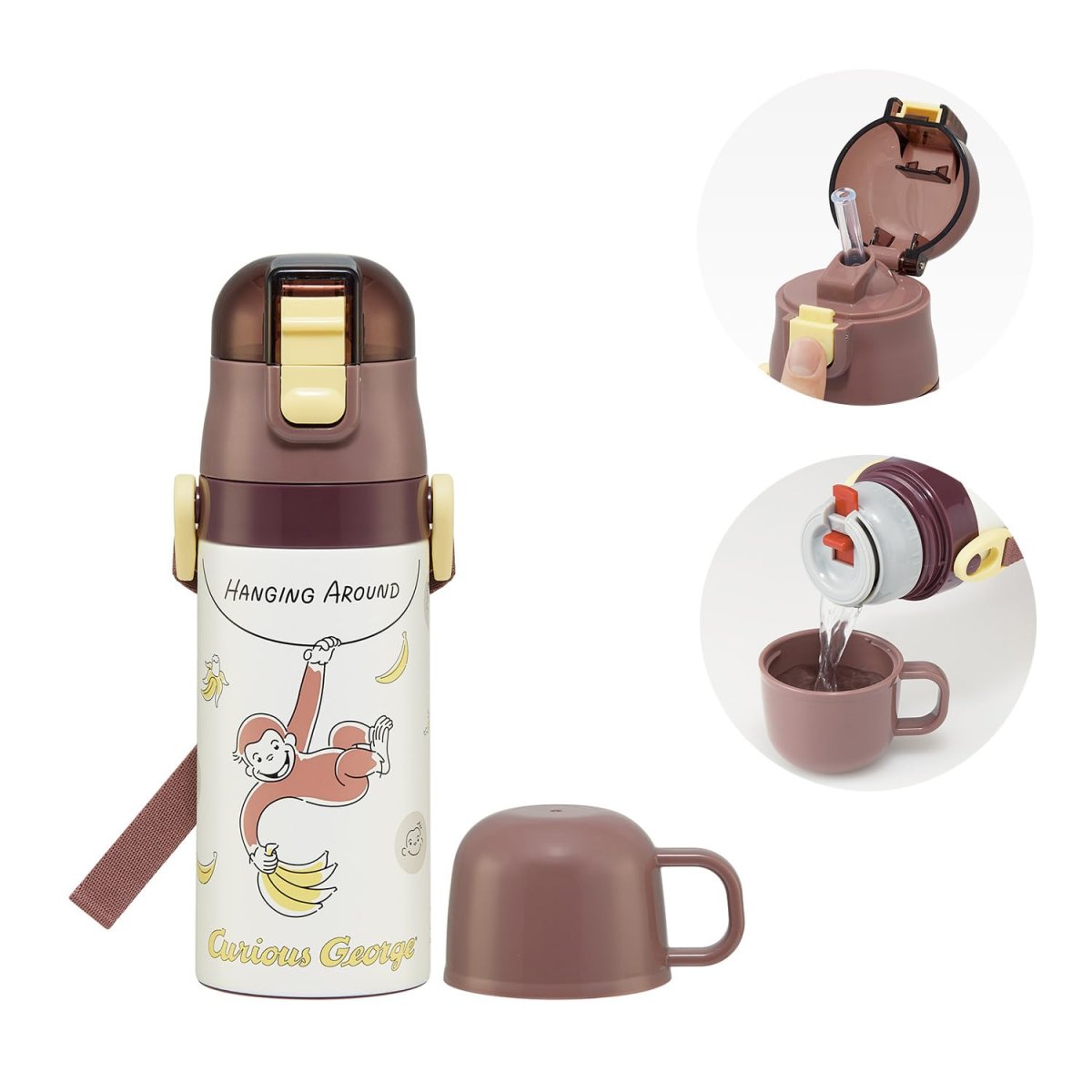 画像1: スケーター（Ｓｋａｔｅｒ） 水筒 子供用 ２ＷＡＹ ストロー飲み ４００ｍｌ コップ飲み ３５０ｍｌ おさるのジョージ ２５ 男の子 女の子 ステンレス 軽量タイプ 保温保冷 小容量 ｗａｔｅｒｂｏｔｔｌｅ スポーツボトル キッズ こども 水瓶 ＳＫＣＰ３?Ａ (1)