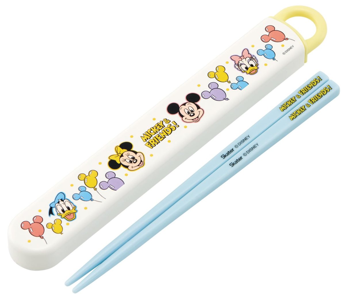 画像1: スケーター（Ｓｋａｔｅｒ） 箸 箸箱 セット 子供用 お弁当 １６．５ｃｍ 日本製 食洗機対応 スライド式 ディズニー ミッキー＆フレンズ 風船 男の子 女の子 ＡＢＳ２ＡＭＡＧ?Ａ (1)
