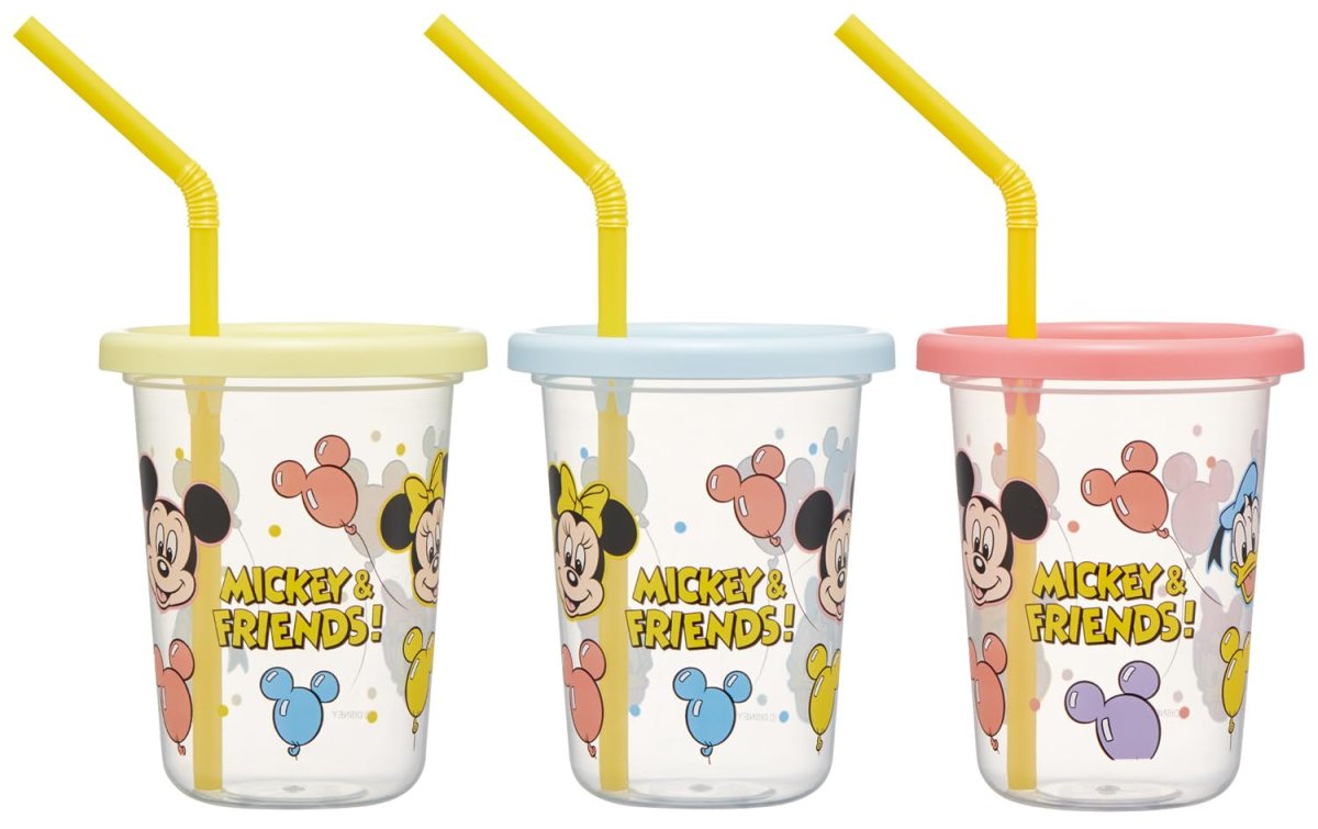 画像1: スケーター（Ｓｋａｔｅｒ） ストロー付 タンブラー ２３０ｍｌ 日本製 ３個 ディズニー ミッキー＆フレンズ 風船 ＳＩＨ２ＳＴ (1)