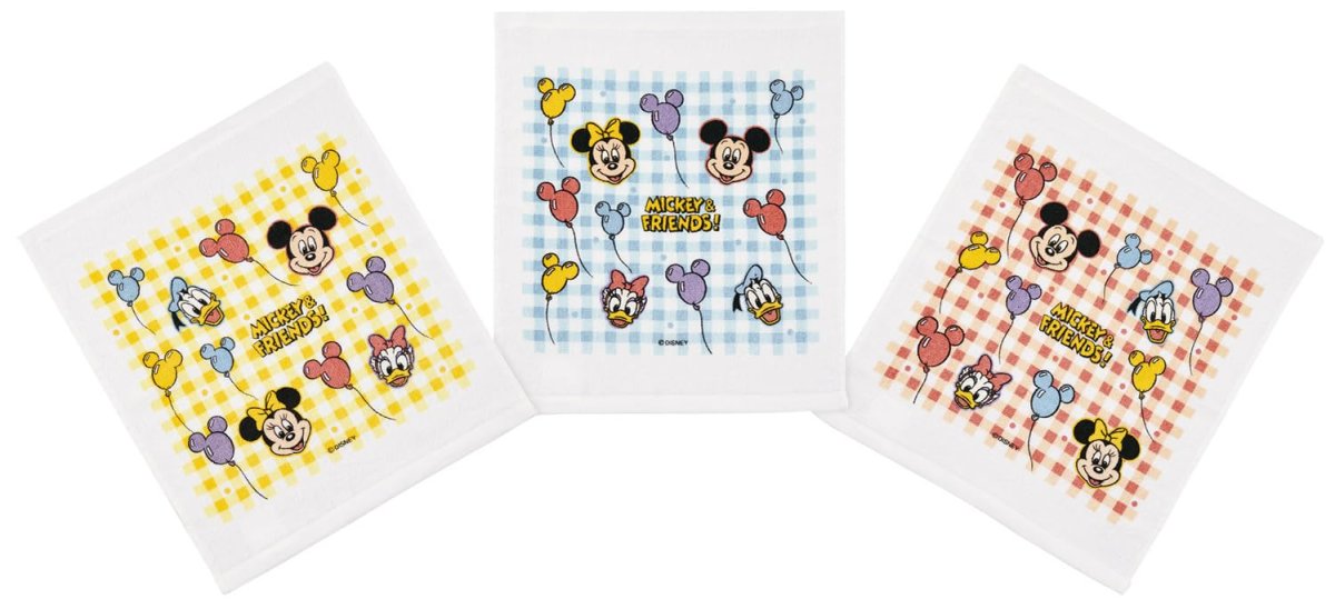 画像1: スケーター（Ｓｋａｔｅｒ） おしぼり タオル ３枚セット ディズニー ミッキー＆フレンズ 風船 ＯＡＣ１Ｔ６８９６０ (1)