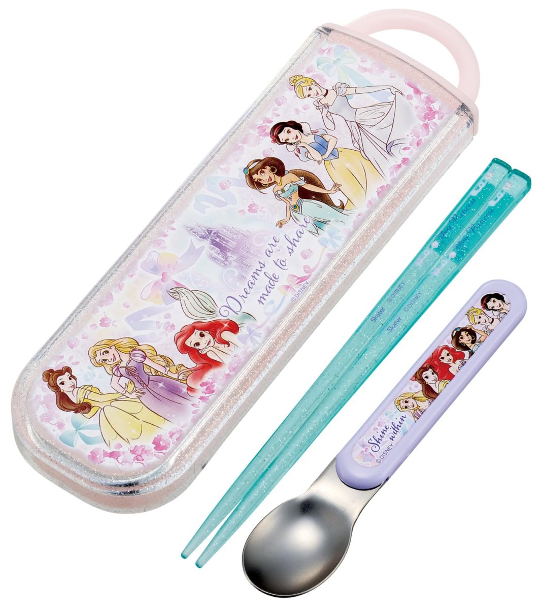 画像1: スケーター（Ｓｋａｔｅｒ）子供用 お弁当 箸 スプーンセット スライド式 抗菌 キッズ 日本製 ディズニー プリンセス ２５ ＣＣＡ１ＡＧ６８９９３ (1)