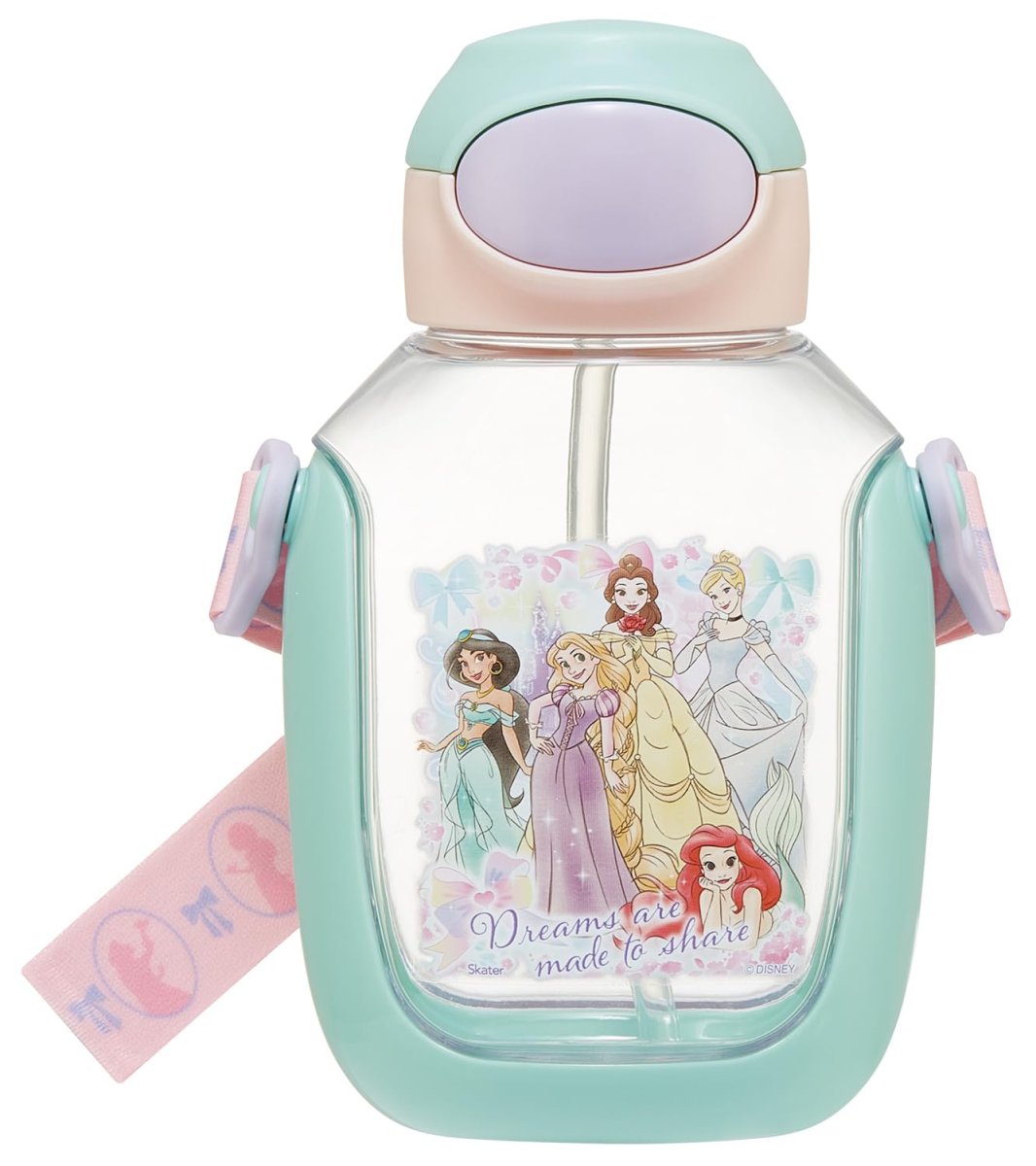 画像1: スケーター（Ｓｋａｔｅｒ） 子供用 水筒 ストロー付き ５３０ｍｌ ストロー水筒 ワンプッシュ ディズニー プリンセス ２５ 女の子 ＰＤＳＨ６ＤＸ (1)