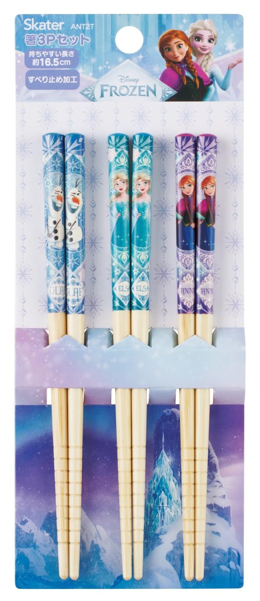 画像1: スケーター（Ｓｋａｔｅｒ） 竹箸 箸 １６．５ｃｍ ３膳組 ディズニー アナと雪の女王 ２５ 女の子 ＡＮＴ２Ｔ (1)