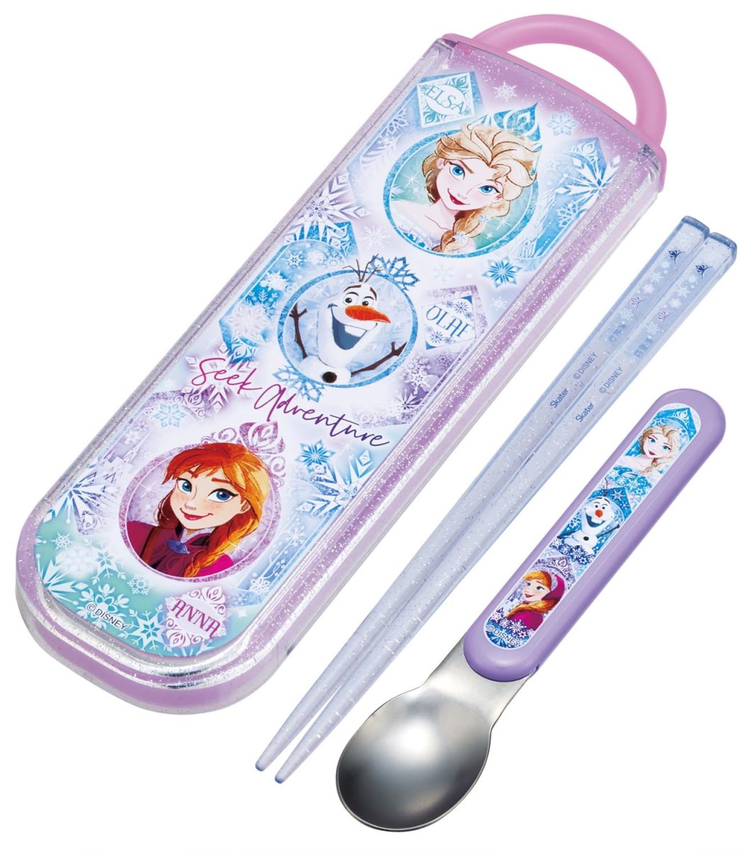 画像1: スケーター（Ｓｋａｔｅｒ） 子供用 お弁当 箸 スプーンセット スライド式 抗菌 キッズ 日本製 ディズニー アナと雪の女王２５ 女の子 ＣＣＡ１ＡＧ６９０１７ (1)