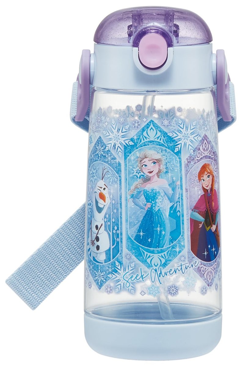 画像1: スケーター（Ｓｋａｔｅｒ） 子供用 ストロー付 水筒 クリアボトル ４８０ｍｌ ワンタッチ シリコーン ディズニー アナと雪の女王 ２５ 女の子 ＰＤＳＨ５?Ａ (1)