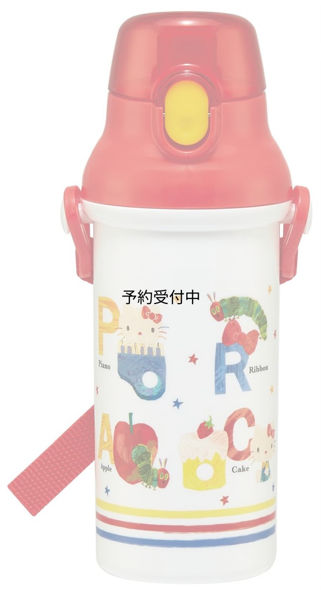 画像1: スケーター（Ｓｋａｔｅｒ） 水筒 子供用 直飲み ４８０ｍｌ プラスチック ワンタッチ 食洗機対応 日本製 はらぺこあおむし×ハローキティ ＰＳＢ５ＳＡＮＡＧ?Ａ (1)