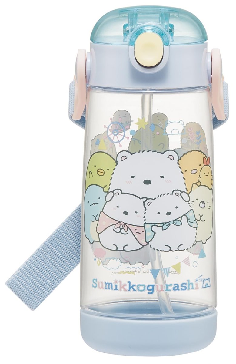 画像1: スケーター（Ｓｋａｔｅｒ） 子供用 ストロー付 水筒 クリアボトル ４８０ｍｌ ワンタッチ シリコーン すみっコぐらし しろくまふるさと 女の子 ＰＤＳＨ５?Ａ (1)