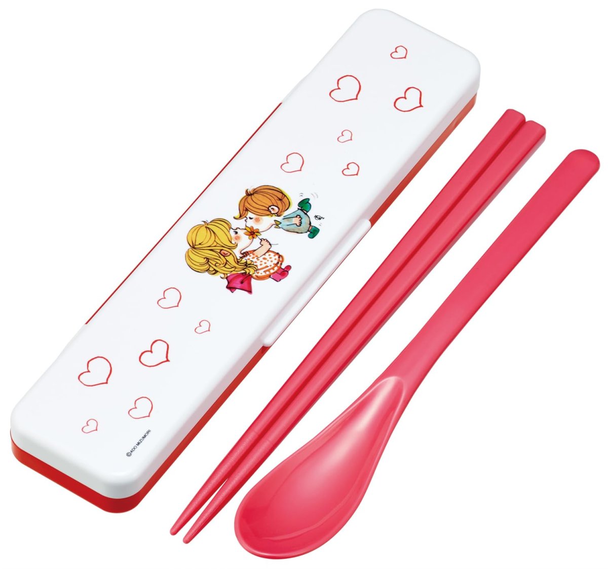 画像1: スケーター（Ｓｋａｔｅｒ） 箸 スプーンセット 弁当 大人用 抗菌 コンビセット １８ｃｍ カチャカチャ鳴らない 日本製 水森亜土 ＣＣＳ３ＳＡＡＧ?Ａ (1)