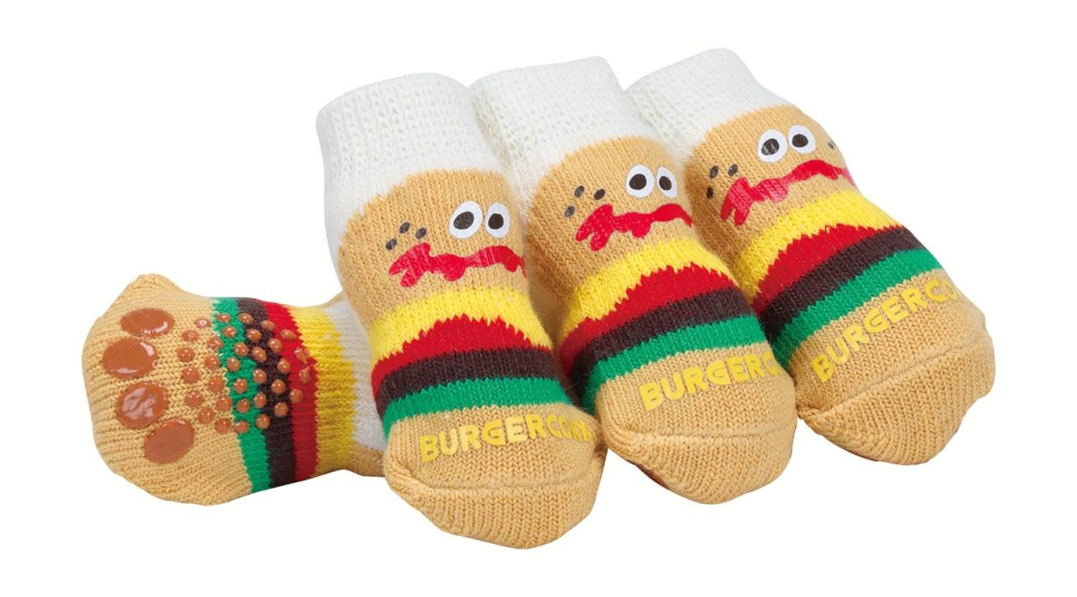 画像1: スケーター（Ｓｋａｔｅｒ） ペット ソックス ＸＸＳ ４枚入 犬 靴下 室内 すべり止め付 バーガーコンクス ＰＳＯＸ１?Ａ (1)
