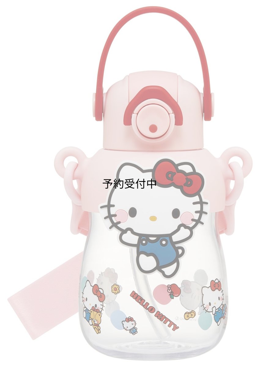 画像1: スケーター（Ｓｋａｔｅｒ） ラバーマスコット付 ストロー ボトル 水筒 ６５０ｍｌ ワンプッシュオープン ロック機能付 持ち手付 ショルダーベルト付 サンリオ ハローキティ 大好きな日々 ＰＲＭＣ７ＳＴ?Ａ (1)