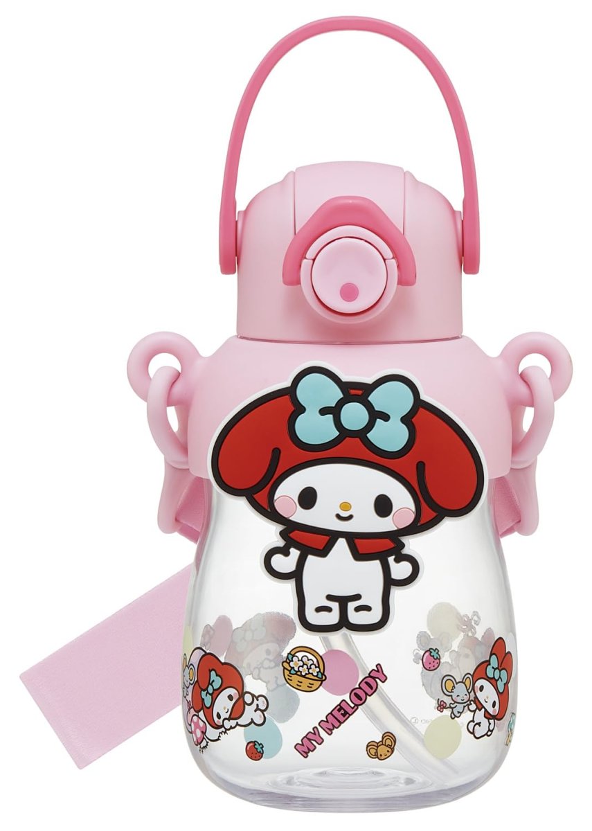 画像1: スケーター（Ｓｋａｔｅｒ） ラバーマスコット付 ストロー ボトル 水筒 ６５０ｍｌ ワンプッシュオープン ロック機能付 持ち手付 ショルダーベルト付 サンリオ マイメロディ 大好きな日々 ＰＲＭＣ７ＳＴ?Ａ (1)