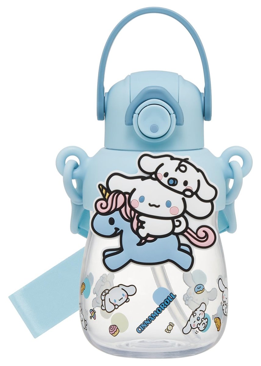 画像1: スケーター（Ｓｋａｔｅｒ） ラバーマスコット付 ストロー ボトル 水筒 ６５０ｍｌ ワンプッシュオープン ロック機能付 持ち手付 ショルダーベルト付 サンリオ シナモロール 大好きな日々 ＰＲＭＣ７ＳＴ?Ａ (1)