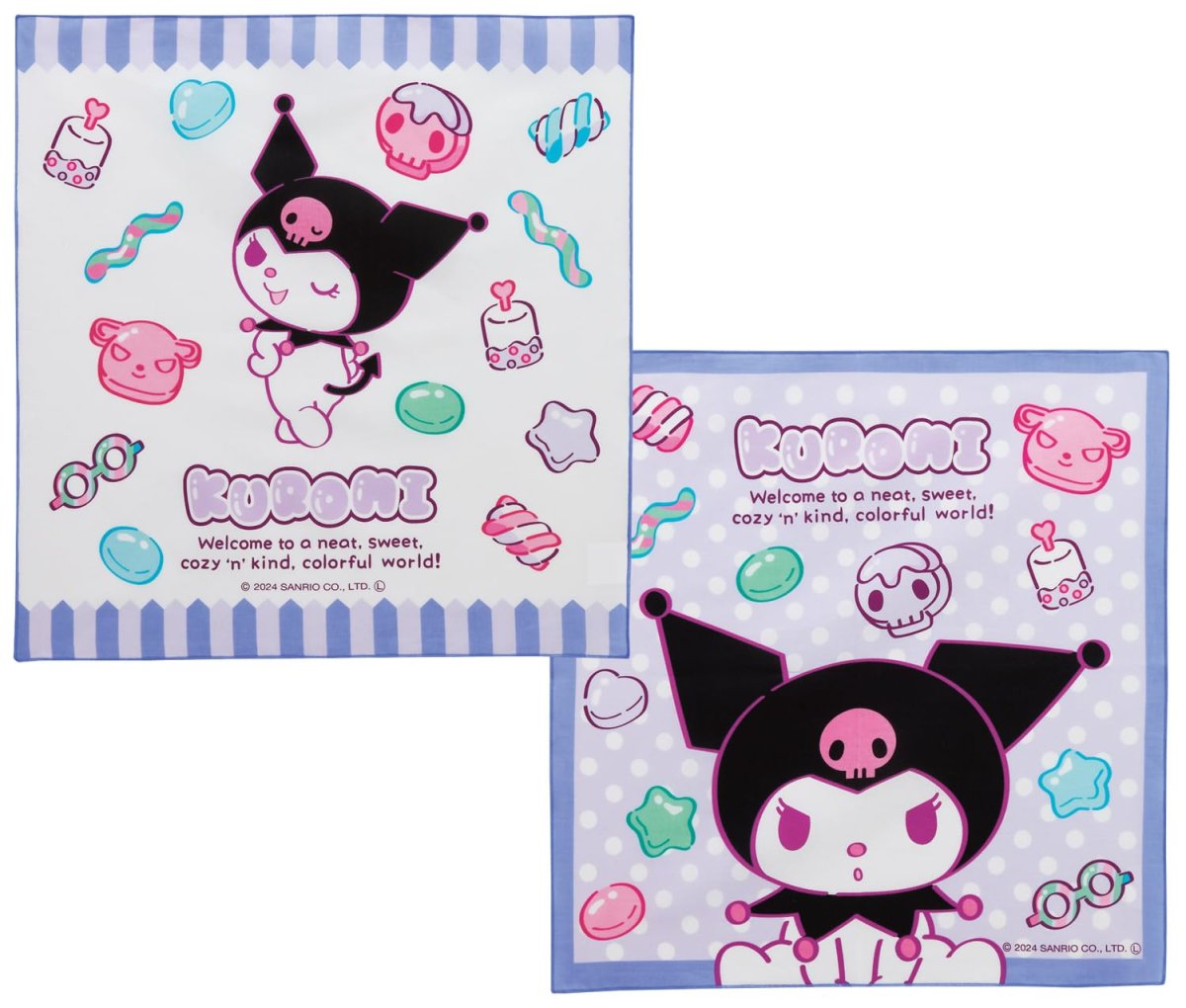 画像1: スケーター（Ｓｋａｔｅｒ） お弁当クロス ランチクロス 子供用 ２枚セット サンリオ クロミ マシュグミ ＫＢ４ＷＮ?Ａ (1)