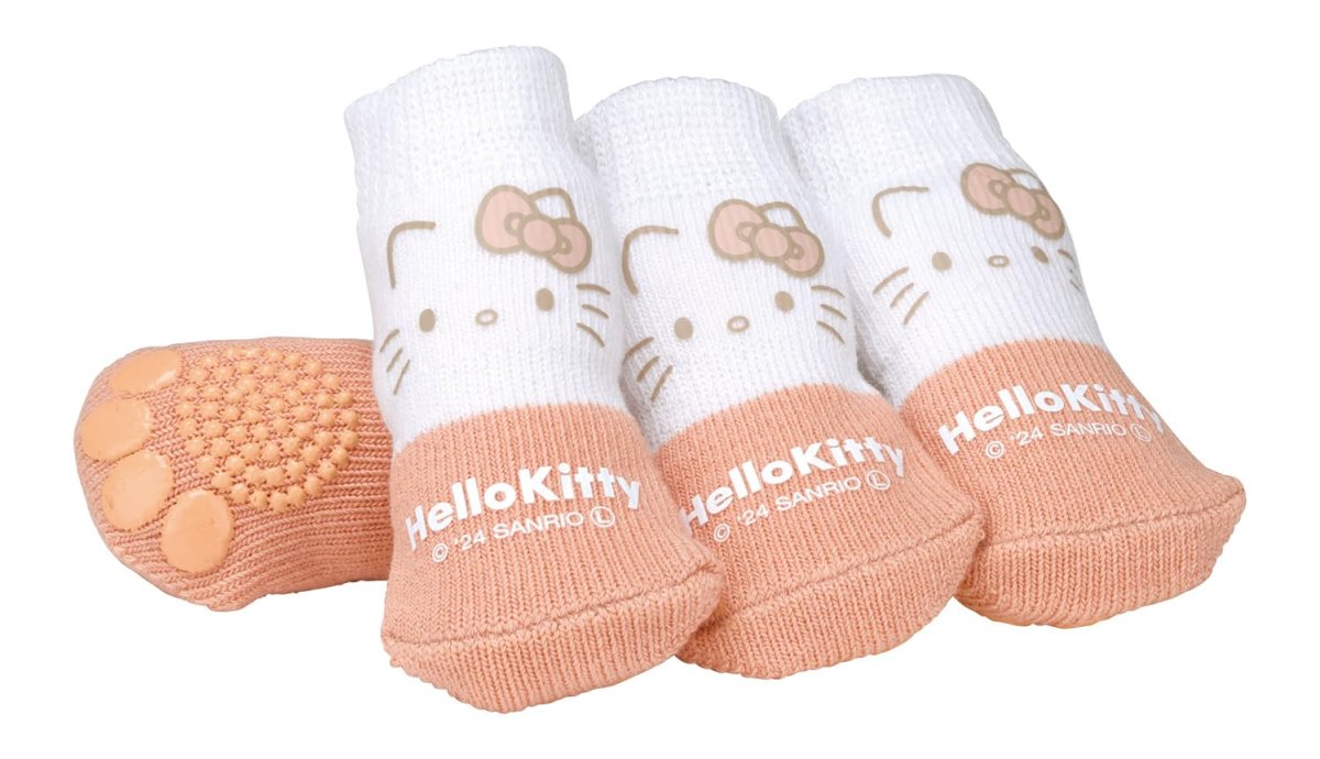 画像1: スケーター（Ｓｋａｔｅｒ） ペット ソックス ＸＳ ４枚入 犬 靴下 室内 すべり止め付 サンリオ ハローキティ ＰＳＯＸ２?Ａ (1)