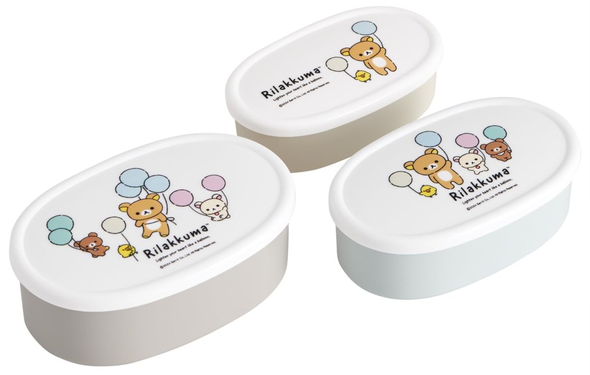 画像1: スケーター（Ｓｋａｔｅｒ） 弁当箱 抗菌 保存容器 ランチボックス ３個セット 日本製 リラックマ ふわっと風船 ＳＲＳ３ＳＡＧ?Ａ (1)