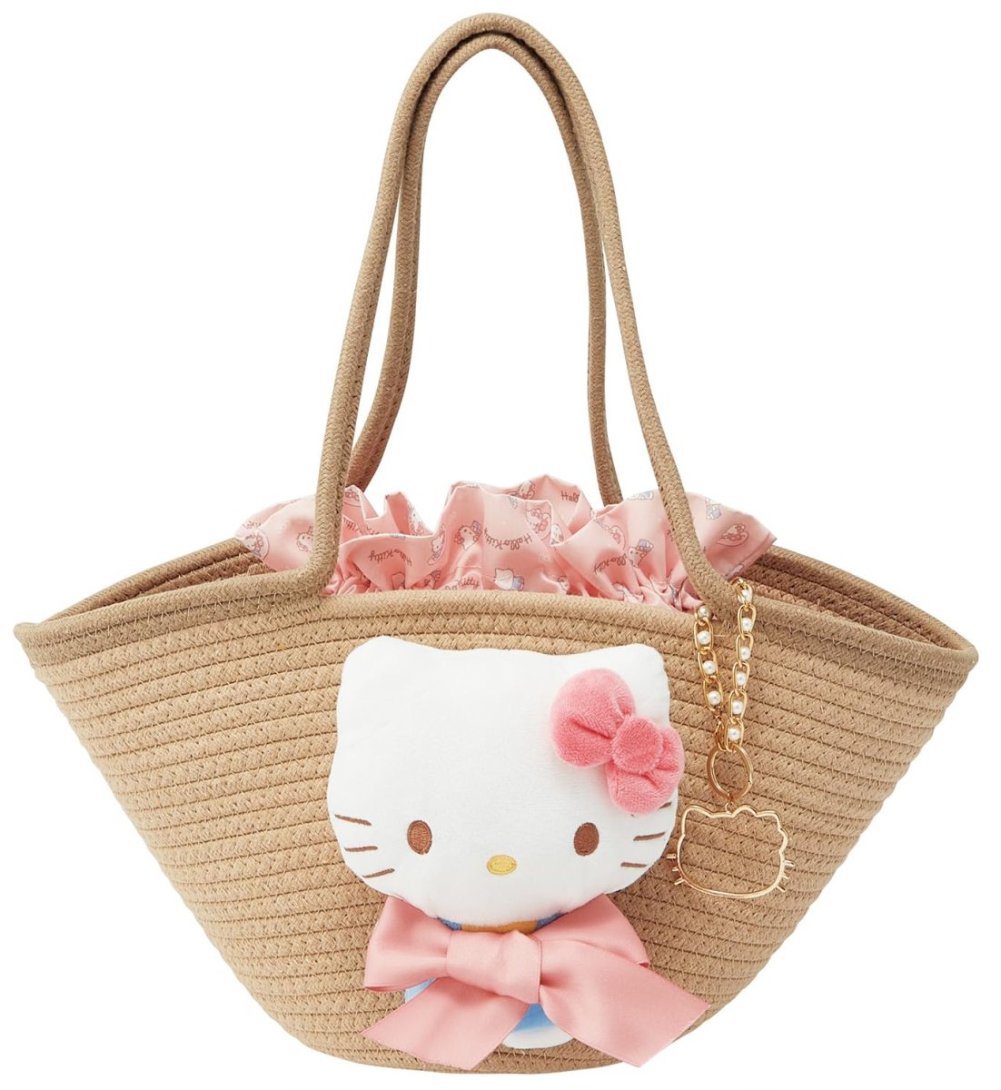 画像1: スケーター（Ｓｋａｔｅｒ） ぬいぐるみ付 かご風 バッグ カゴバッグ 巾着 チャーム付 サンリオ ハローキティ ＫＮＢＢ１?Ａ (1)