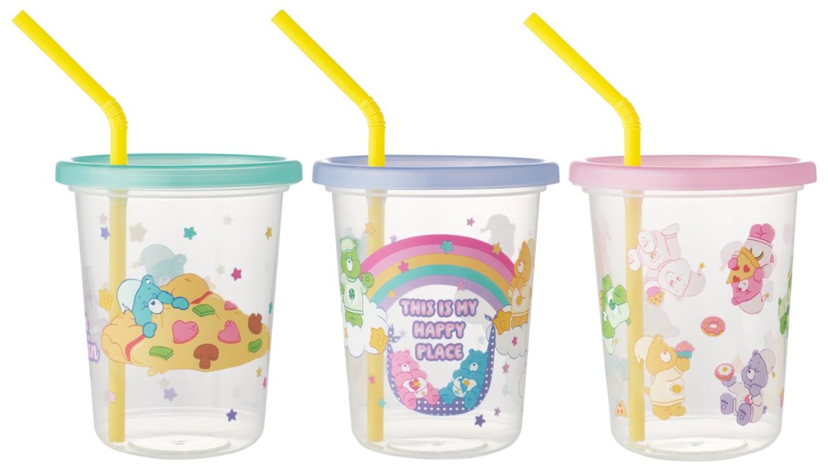 画像1: スケーター（Ｓｋａｔｅｒ） ストロー付き タンブラー ３個セット ３２０ｍｌ 日本製 Ｃａｒｅ Ｂｅａｒｓ ケアベア ＳＩＨ３ＳＴ?Ａ (1)