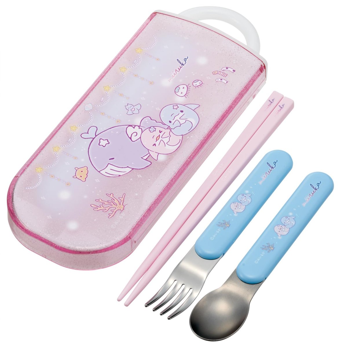 画像1: スケーター（Ｓｋａｔｅｒ） カトラリーセット 子供用 お弁当 箸 スプーン フォーク 日本製 スライド式 名前シール付 抗菌 トリオセット みいるか 女の子 ＴＡＣＣ２ＡＧ?Ａ (1)