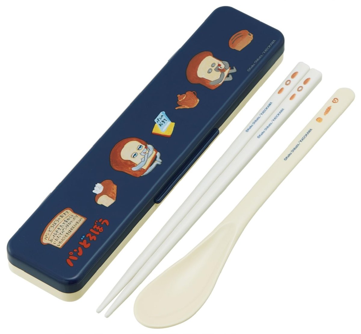 画像1: スケーター（Ｓｋａｔｅｒ） 箸 スプーンセット 弁当 大人用 抗菌 コンビセット １８ｃｍ カチャカチャ鳴らない 日本製 パンどろぼう ＣＣＳ３ＳＡＡＧ?Ａ (1)