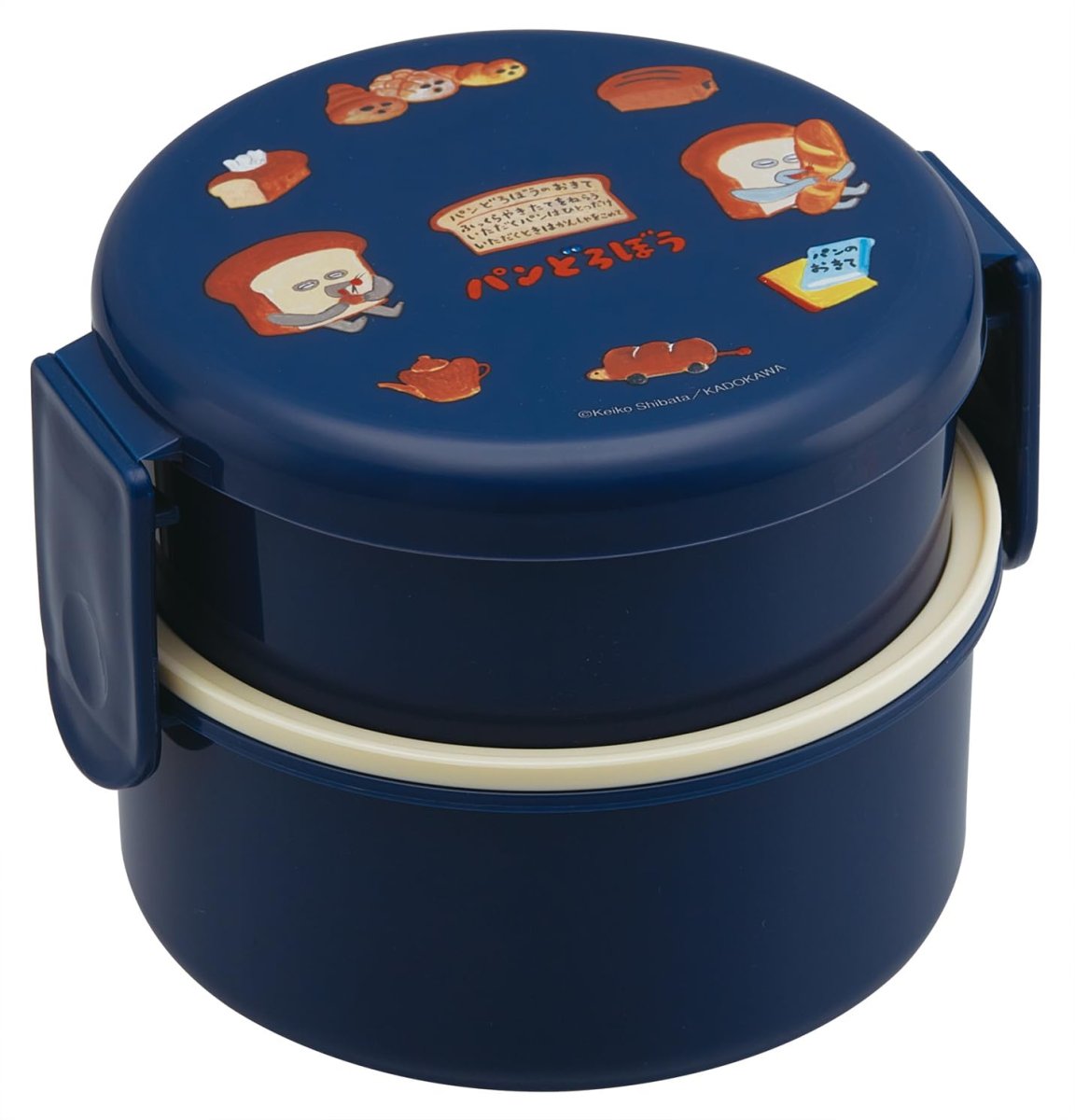 画像1: スケーター（Ｓｋａｔｅｒ） 弁当箱 抗菌 ２段 ランチボックス フォーク付き 丸型 おにぎり ケース ５００ｍｌ 日本製 レンジ対応 パンどろぼう ＯＮＷＲ１ＡＧ?Ａ (1)