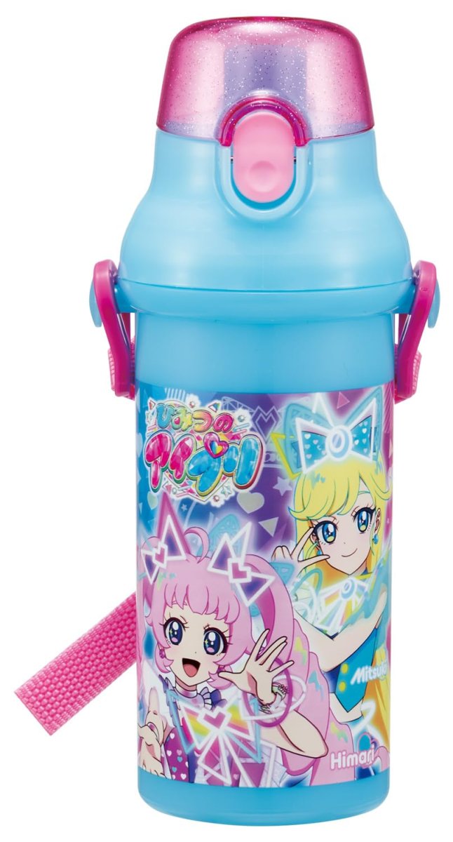 画像1: スケーター（Ｓｋａｔｅｒ） 水筒 子供用 直飲み ４８０ｍｌ プラスチック ワンタッチ 食洗機対応 日本製 ひみつのアイプリ 女の子 ＰＳＢ５ＳＡＮＡＧ?Ａ (1)