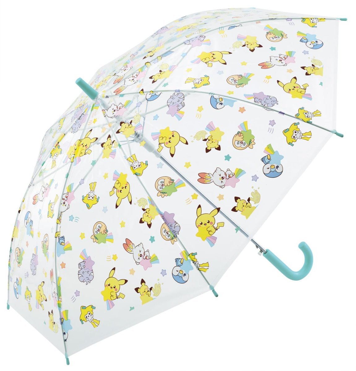 画像1: スケーター（Ｓｋａｔｅｒ） 傘 子供用 ビニール傘 ５５ｃｍ ポケモン ポケピース ９?１０才 １２５?１３５ｃｍ ワンタッチジャンプ式 ８本骨 ネームタグ付き ＵＢＶ３?Ａ (1)