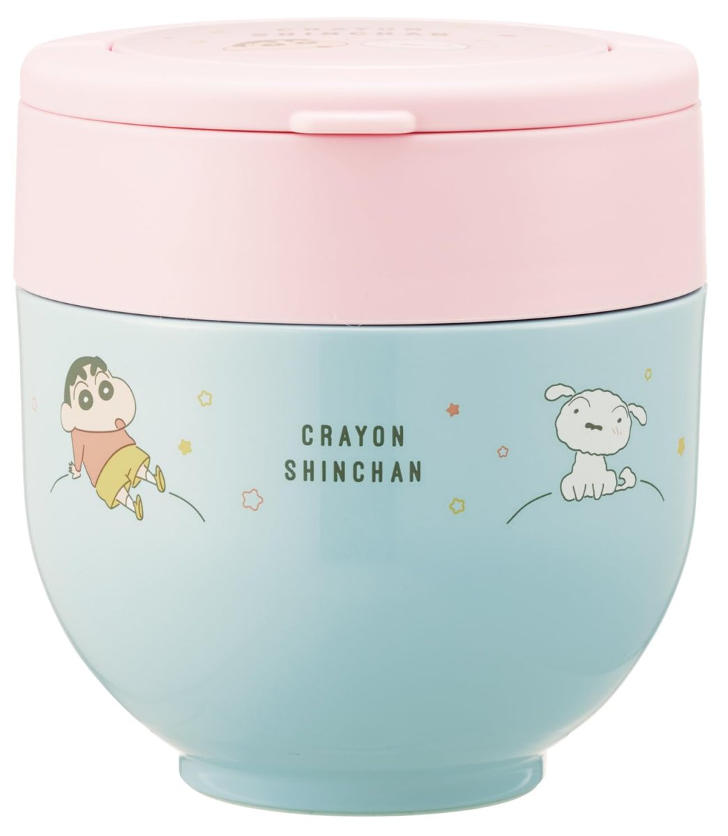 画像1: スケーター（Ｓｋａｔｅｒ） 保温弁当箱 丼ぶり型 ５４０ｍｌ 女性用 ２段 ランチジャー 折りたたみハンドル付 抗菌 クレヨンしんちゃん パステルスター ＬＤＮＯ６ＡＧ?Ａ (1)