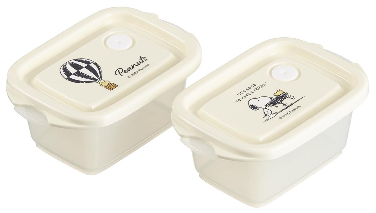 画像1: スケーター（Ｓｋａｔｅｒ） 抗菌 シールボックス ２個入 ２４０ｍｌ エアーバブル付 スタッキング 電子レンジ対応 日本製 スヌーピー バッジ ＦＣＮ０ＷＡＧ?Ａ (1)