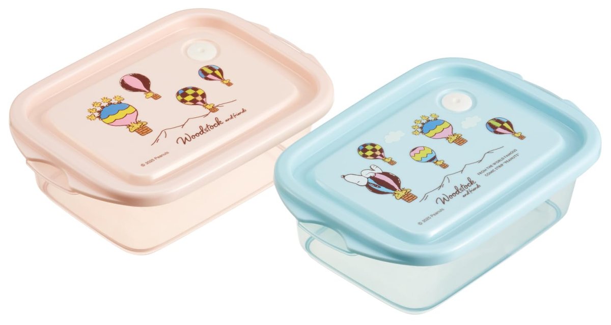 画像1: スケーター（Ｓｋａｔｅｒ） シールボックス 抗菌 保存 容器 ２個入 ５００ｍｌ 日本製 スタッキング スヌーピー ウッドストック トラベル ＦＣＮ２ＷＡＧ?Ａ (1)