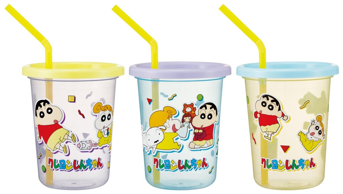 画像1: スケーター（Ｓｋａｔｅｒ） ストロー付 タンブラー ３２０ｍｌ ３個 セット 日本製 クレヨンしんちゃん ２６ 男の子 女の子 ＳＩＨ３ＳＴ?Ａ (1)