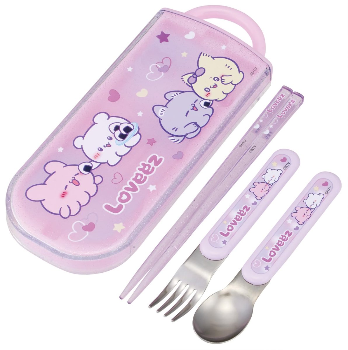 画像1: スケーター（Ｓｋａｔｅｒ） カトラリーセット 子供用 お弁当 箸 スプーン フォーク 日本製 スライド式 名前シール付 抗菌 トリオセット らぶいーず 女の子 ＴＡＣＣ２ＡＧ?Ａ (1)