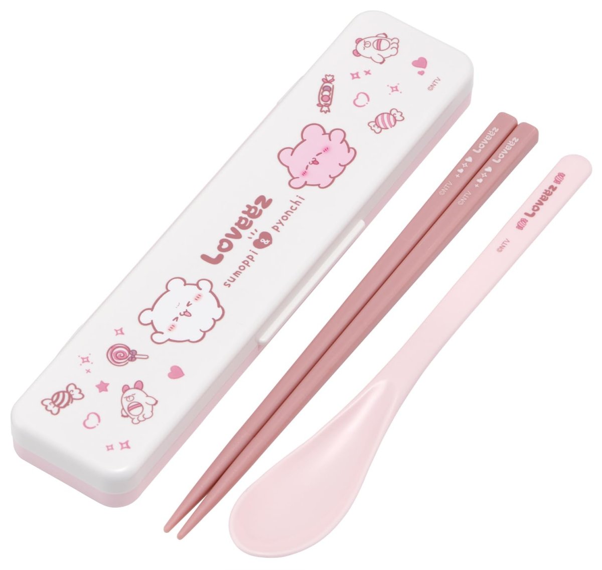 画像1: スケーター（Ｓｋａｔｅｒ） 箸 スプーンセット 弁当 大人用 抗菌 コンビセット １８ｃｍ カチャカチャ鳴らない 日本製 らぶいーず ＣＣＳ３ＳＡＡＧ?Ａ (1)
