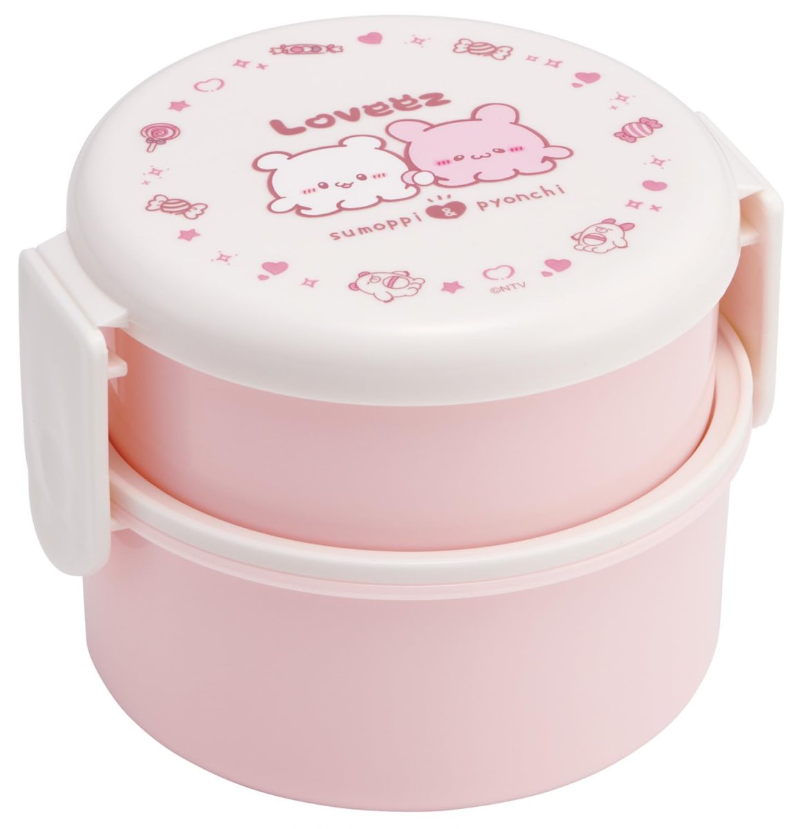 画像1: スケーター（Ｓｋａｔｅｒ） 弁当箱 抗菌 ２段 ランチボックス フォーク付き 丸型 おにぎり ケース ５００ｍｌ 日本製 レンジ対応 らぶいーず ＯＮＷＲ１ＡＧ?Ａ (1)