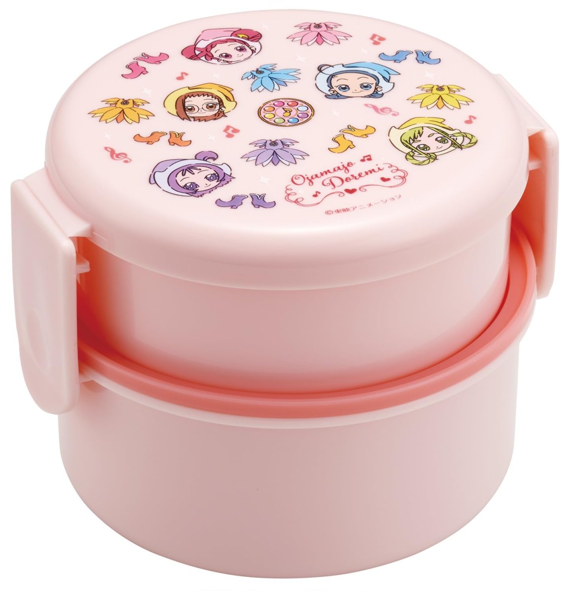 画像1: スケーター（Ｓｋａｔｅｒ） 弁当箱 抗菌 ２段 ランチボックス フォーク付き 丸型 おにぎり ケース ５００ｍｌ 日本製 レンジ対応 おジャ魔女どれみ 女の子 ＯＮＷＲ１ＡＧ?Ａ (1)