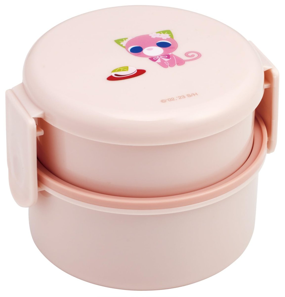 画像1: スケーター（Ｓｋａｔｅｒ） 弁当箱 丸型 ランチボックス ５００ｍｌ ２段 フォーク付 日本製 お茶犬 サクラ ＯＮＷＲ１?Ａ (1)