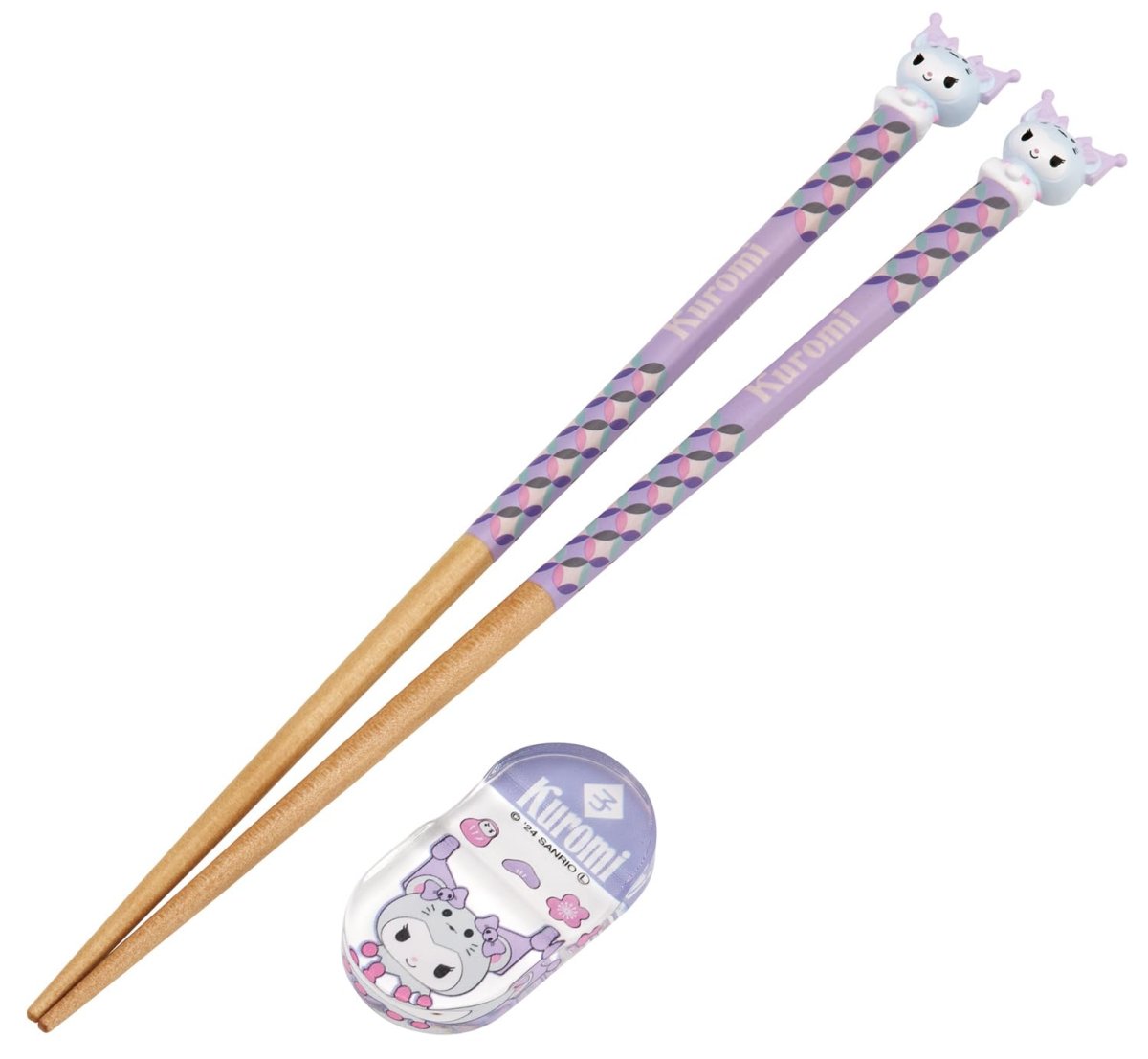 画像1: スケーター（Ｓｋａｔｅｒ） マスコット付 箸 箸置き セット 木製箸 ２１ｃｍ サンリオ クロミ 子 ＡＮＤ４５ＡＨ?Ａ (1)
