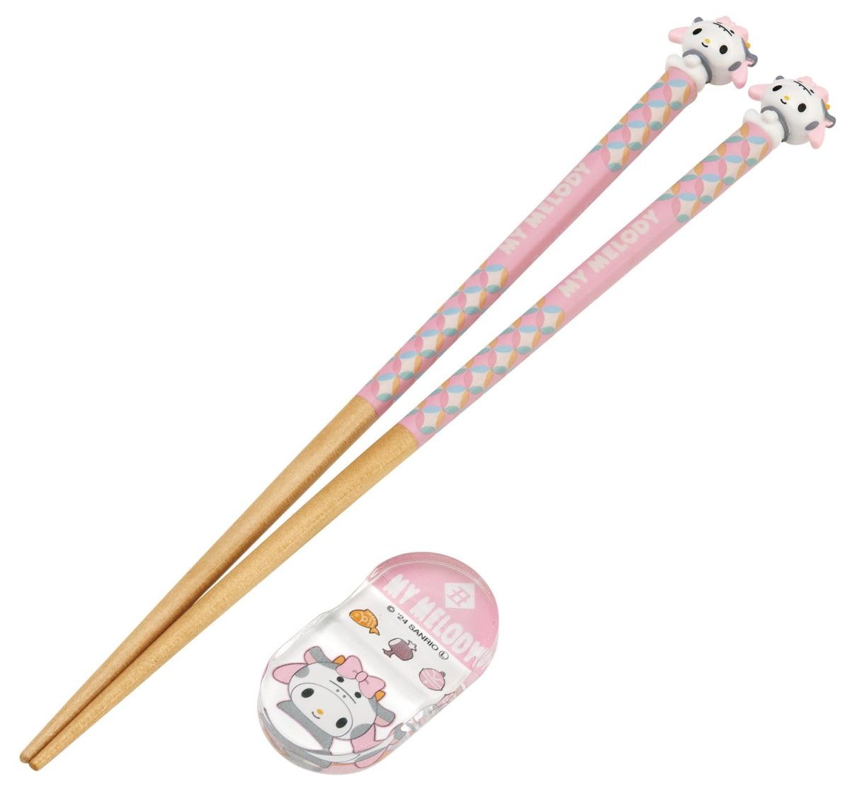 画像1: スケーター（Ｓｋａｔｅｒ） マスコット付 箸 箸置き セット 木製箸 ２１ｃｍ サンリオ マイメロディ 丑 ＡＮＤ４５ＡＨ?Ａ (1)