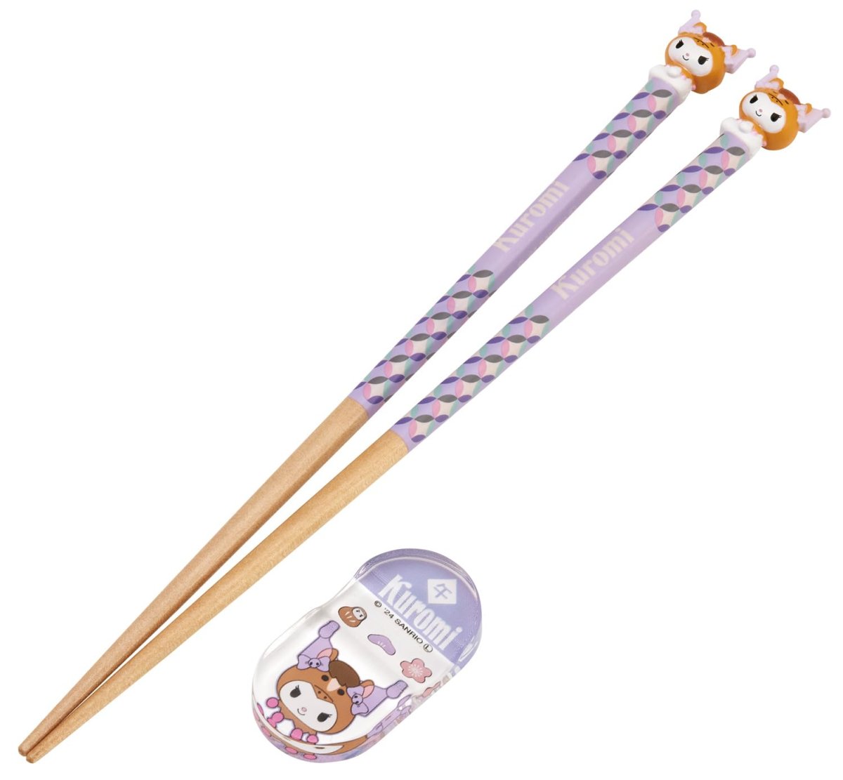 画像1: スケーター（Ｓｋａｔｅｒ） マスコット付 箸 箸置き セット 木製箸 ２１ｃｍ サンリオ クロミ 午 ＡＮＤ４５ＡＨ?Ａ (1)