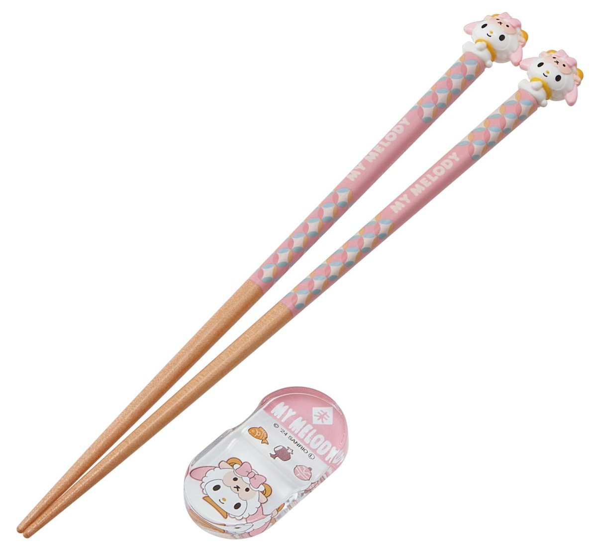 画像1: スケーター（Ｓｋａｔｅｒ） マスコット付 箸 箸置き セット 木製箸 ２１ｃｍ サンリオ マイメロディ 未 ＡＮＤ４５ＡＨ?Ａ (1)