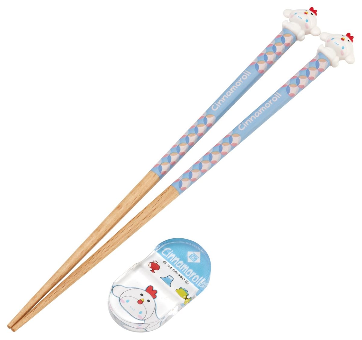 画像1: スケーター（Ｓｋａｔｅｒ） マスコット付 箸 箸置き セット 木製箸 ２１ｃｍ サンリオ シナモロール 酉 ＡＮＤ４５ＡＨ?Ａ (1)