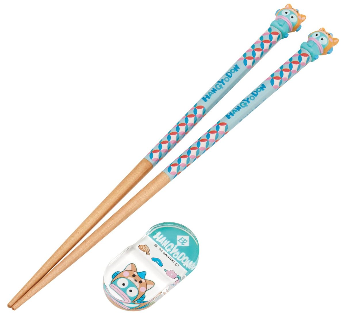 画像1: スケーター（Ｓｋａｔｅｒ） マスコット付 箸 箸置き セット 木製箸 ２１ｃｍ サンリオ ハンギョドン 戌 ＡＮＤ４５ＡＨ?Ａ (1)