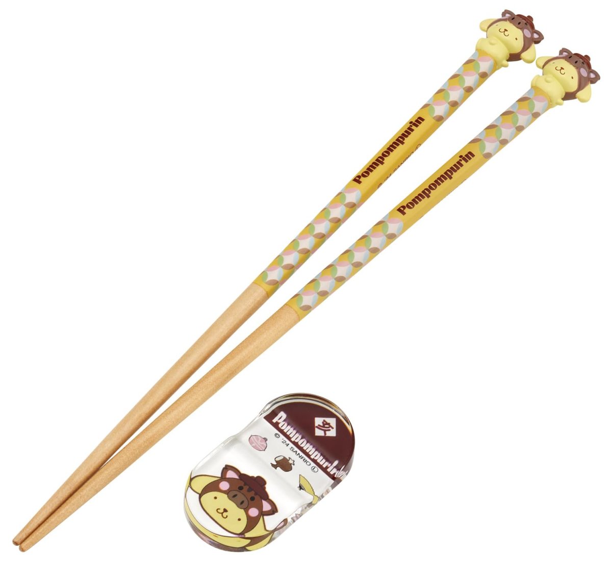 画像1: スケーター（Ｓｋａｔｅｒ） マスコット付 箸 箸置き セット 木製箸 ２１ｃｍ サンリオ ポムポムプリン 亥 ＡＮＤ４５ＡＨ?Ａ (1)