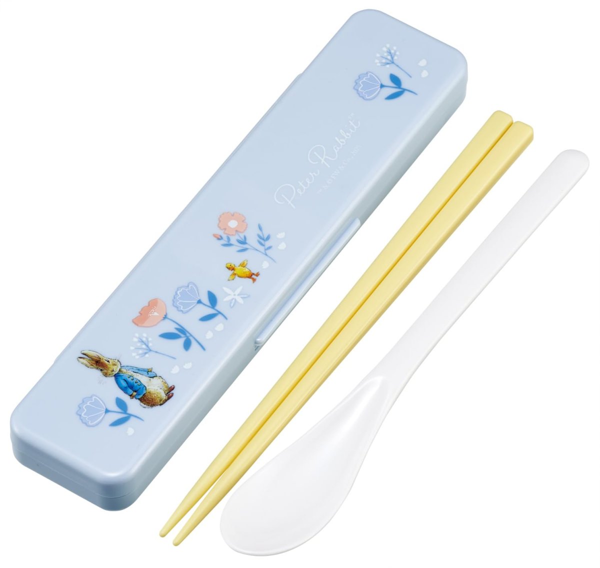 画像1: スケーター（Ｓｋａｔｅｒ） 箸 スプーンセット 弁当 大人用 抗菌 コンビセット １８ｃｍ カチャカチャ鳴らない 日本製 ピーターラビット シトロン ＣＣＳ３ＳＡＡＧ?Ａ (1)