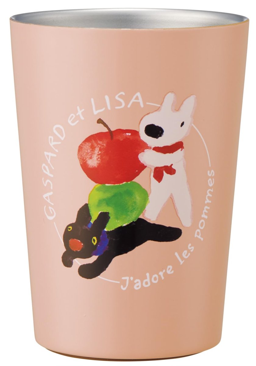 画像1: スケーター（Ｓｋａｔｅｒ） コンビニ コーヒー ステンレス タンブラー Ｍサイズ ４００ｍｌ 保温 保冷 リサとガスパール リンゴ柄 ＳＴＣＶ２?Ａ (1)