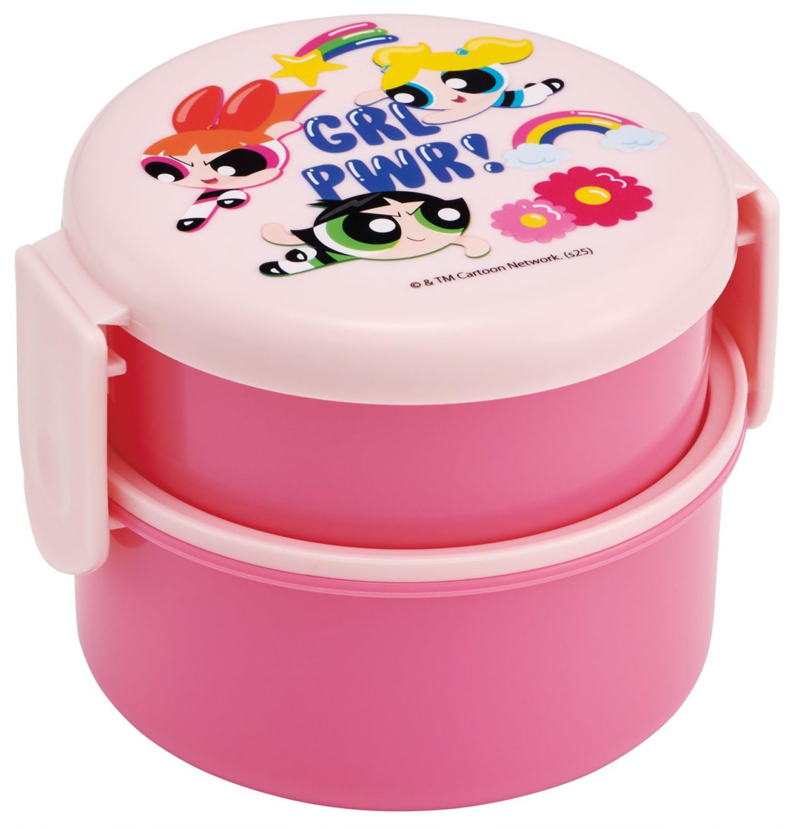 画像1: スケーター（Ｓｋａｔｅｒ） 弁当箱 抗菌 ２段 ランチボックス フォーク付き 丸型 おにぎり ケース ５００ｍｌ 日本製 レンジ対応 パワーパフガールズ ＯＮＷＲ１ＡＧ?Ａ (1)