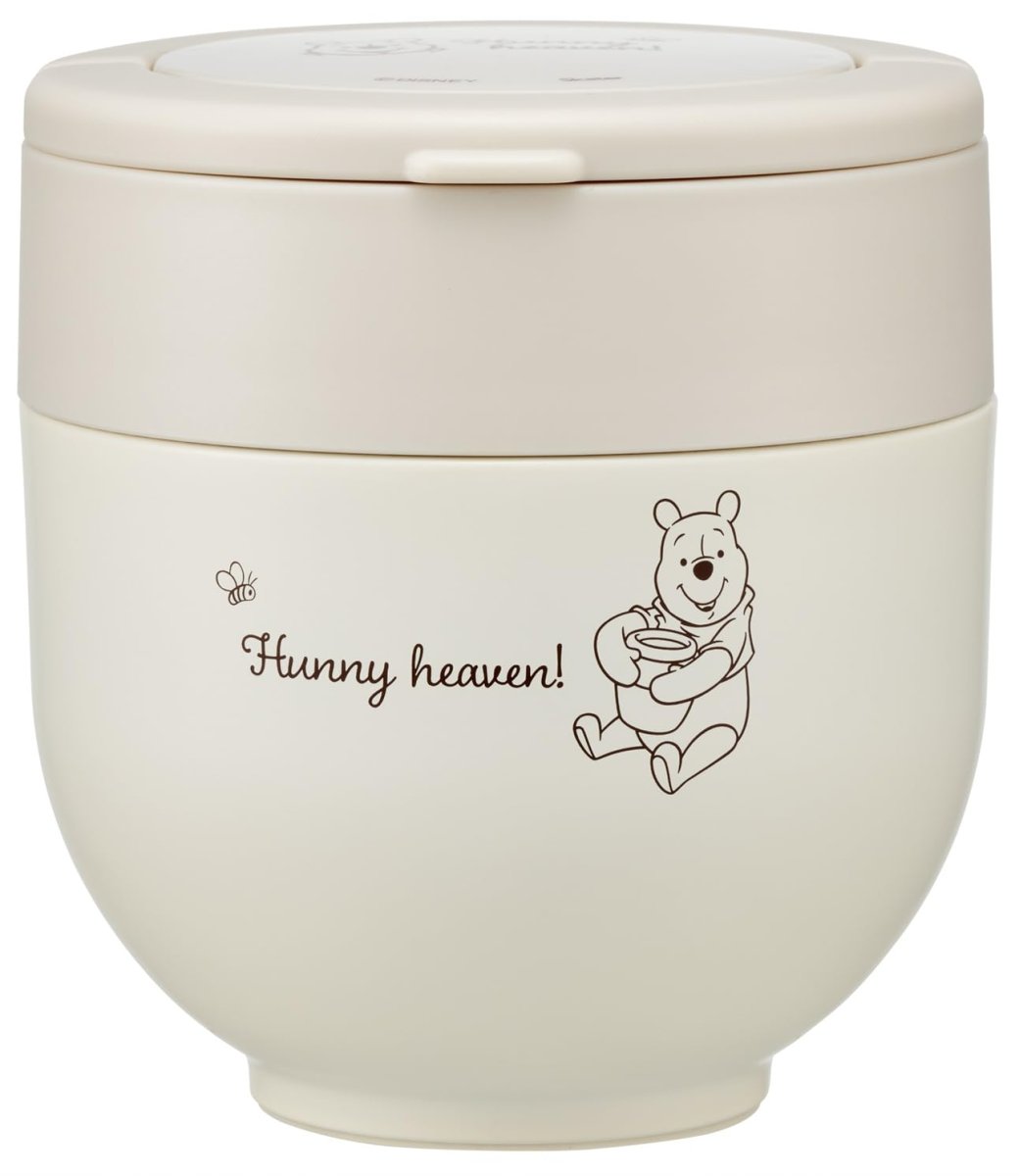 画像1: スケーター（Ｓｋａｔｅｒ） 保温弁当箱 丼ぶり型 ５４０ｍｌ 女性用 ２段 ランチジャー 折りたたみハンドル付 ディズニー くまのプーさん シンプルロゴ ＬＤＮＯ６?Ａ (1)