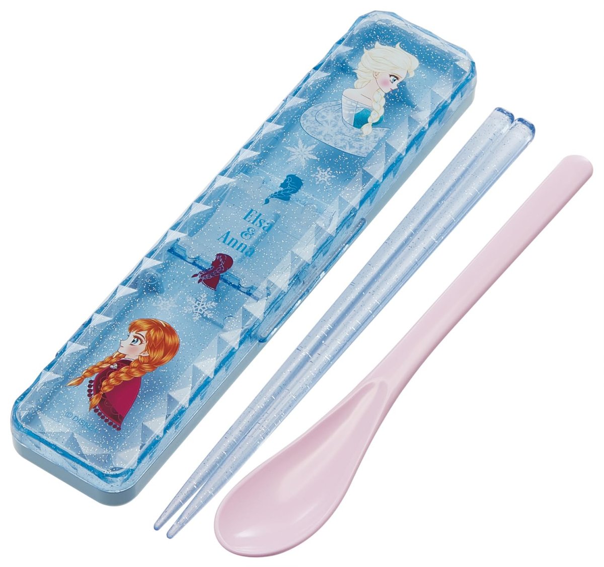 画像1: スケーター（Ｓｋａｔｅｒ） コンビセット 箸 スプーン セット ダイヤカット １８ｃｍ 日本製 ディズニー アナと雪の女王×中川翔子 女の子 ＣＣＳ３ＳＡＤ?Ａ (1)