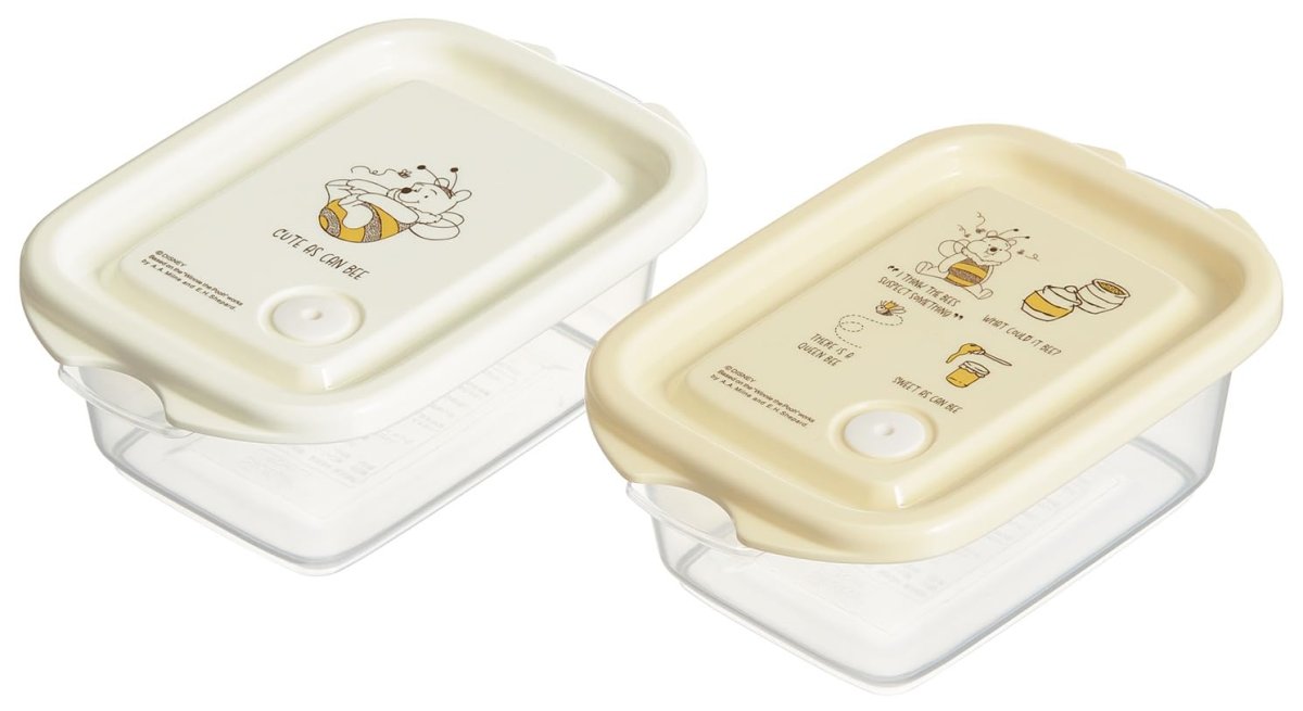画像1: スケーター（Ｓｋａｔｅｒ） 抗菌 シールボックス ２個入 ３００ｍｌ エアーバブル付 スタッキング 電子レンジ対応 日本製 ディズニー くまのプーさん ＦＣＮ１ＷＡＧ?Ａ (1)